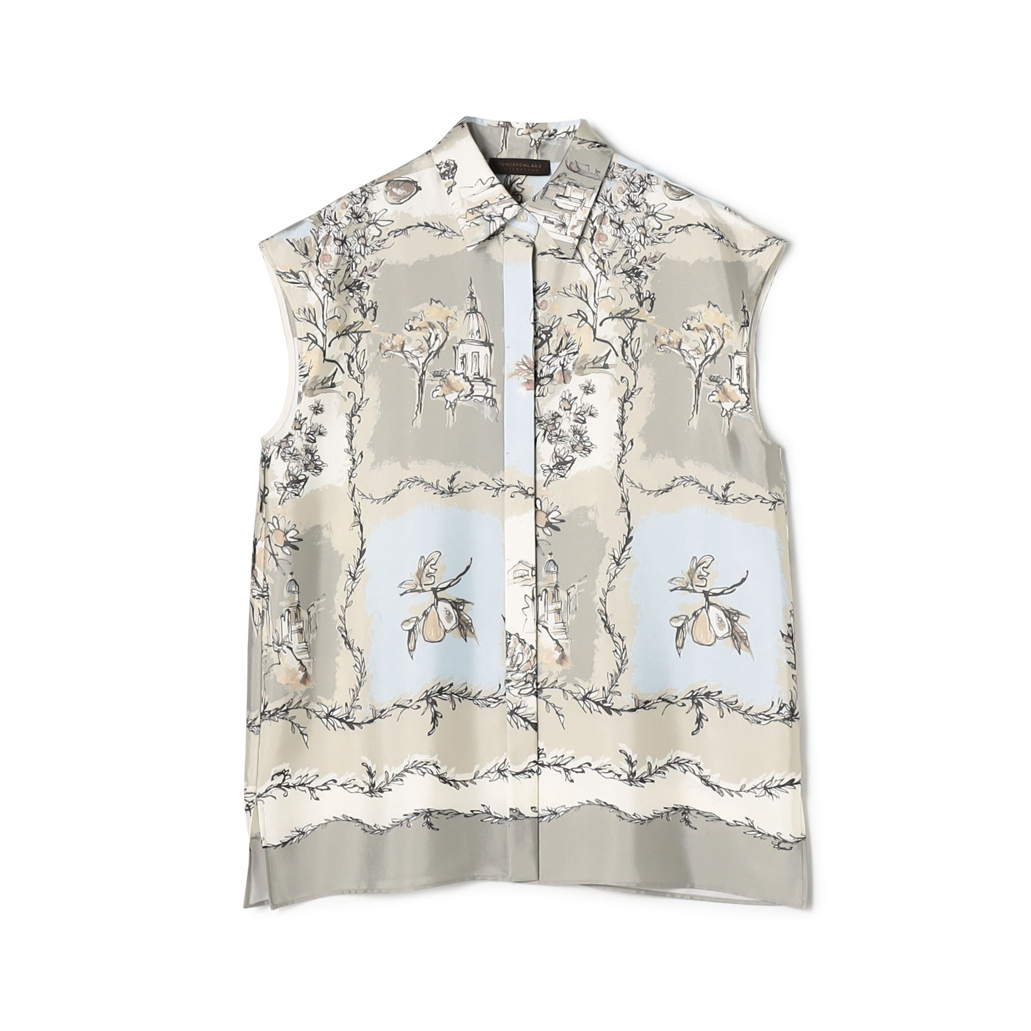 WEB先行予約】ローマプリント フレンチスリーブブラウス