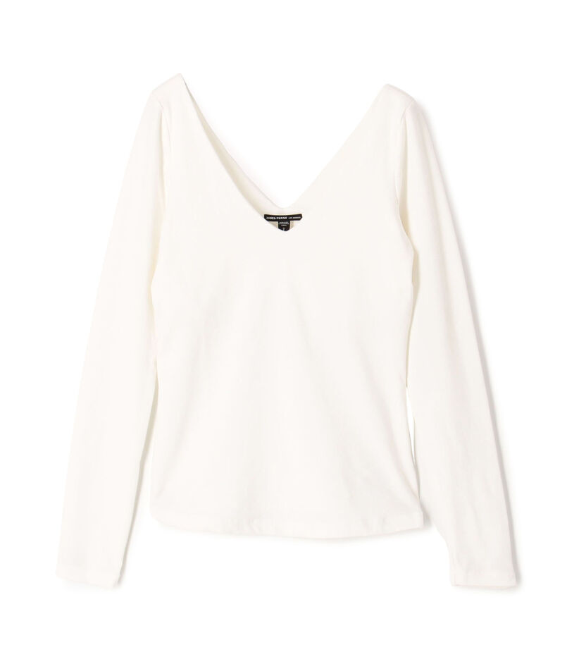コットンストレッチ ディープVネックTシャツ WLSR3044