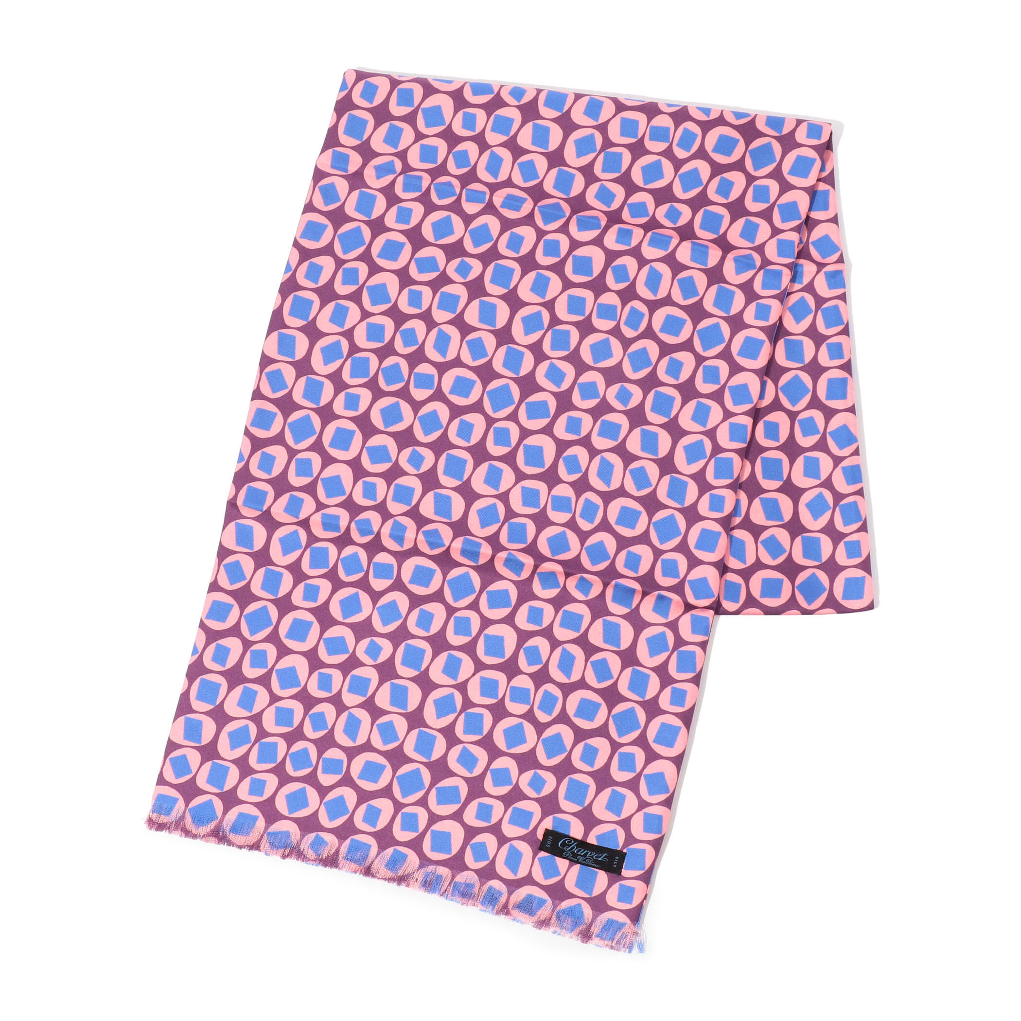 【極美品】Charvet／シャルべ／スクエア／小紋柄／ブルーグリーン／フランス製 sa-08021_06.jpg