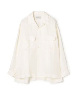 ■シルク オープンカラー ダブルポケット ロングスリーブシャツ