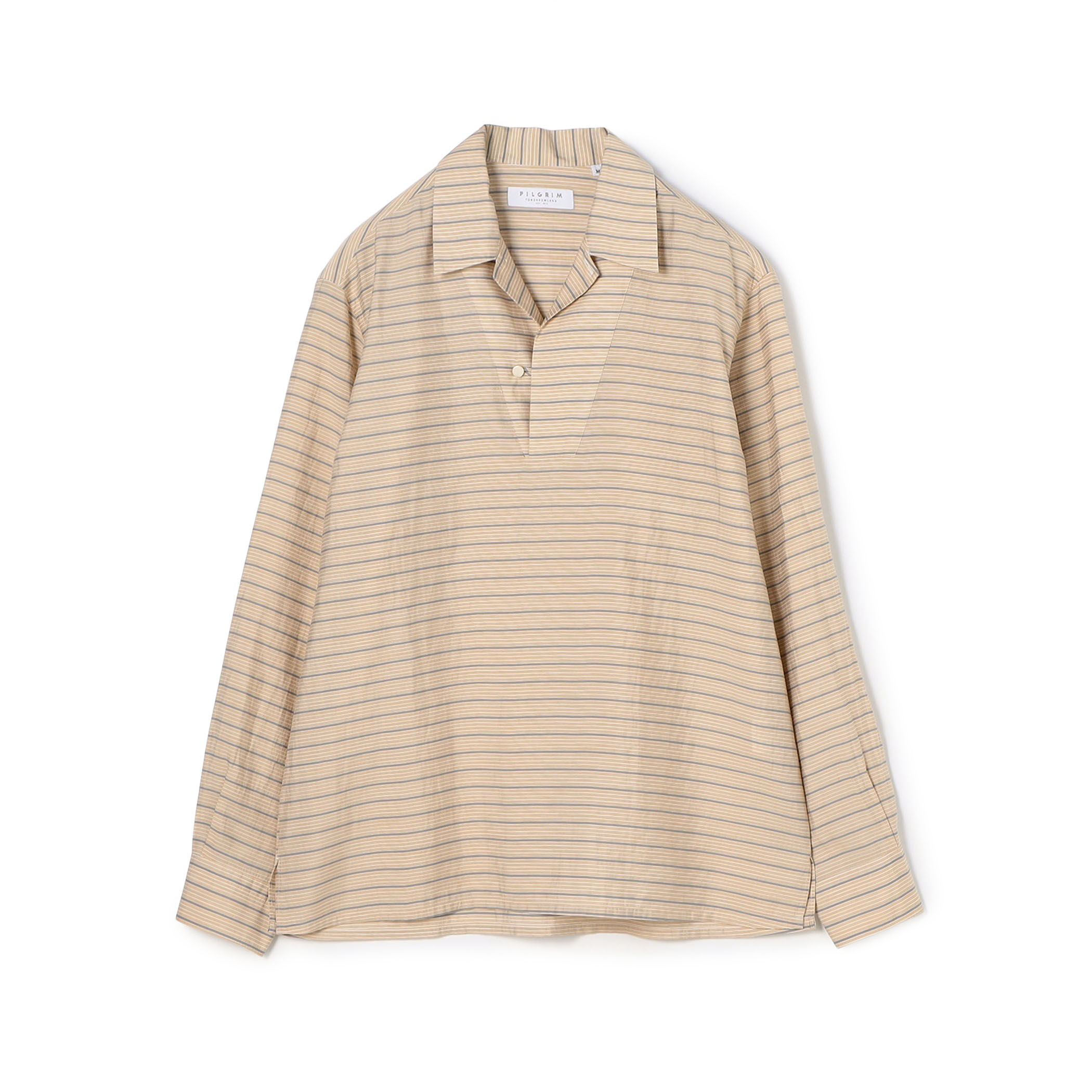 □セルロールポリエステル スキッパー プルオーバーシャツ