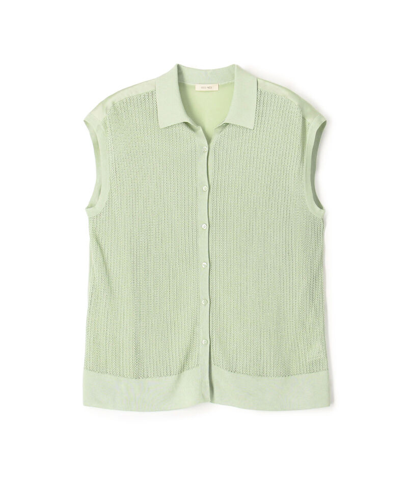 【WEB先行予約】 マットレーヨンシルクサテンコンビ フレンチスリーブシャツプルオーバー