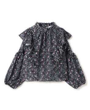 ラメカットジャカード フリルブラウス