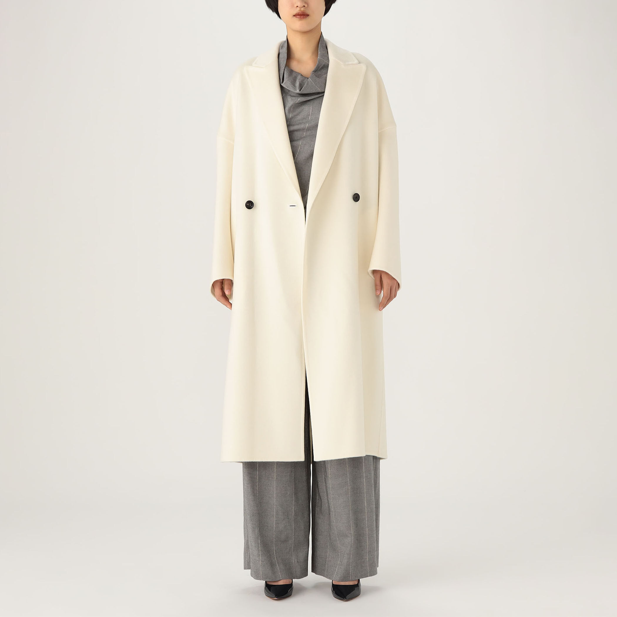ルスーク　カシミヤ100% ダブルフェイス チェスターコート　36 極美品 ルスーク カシミヤ100% ダブルフェイス チェスターコート 36 極