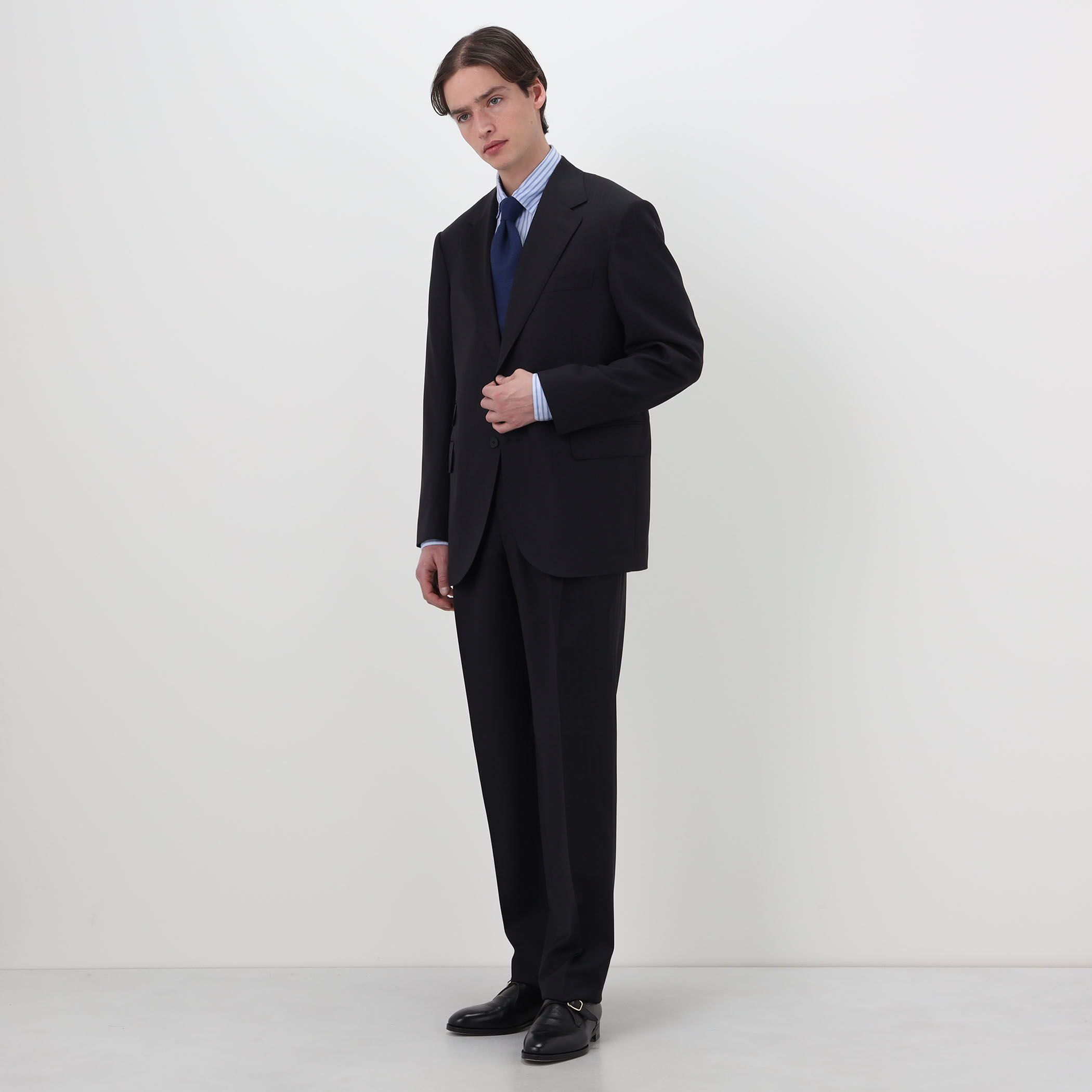 ウールツイル オルタネートストライプ シングルブレステッド 2Bスーツ