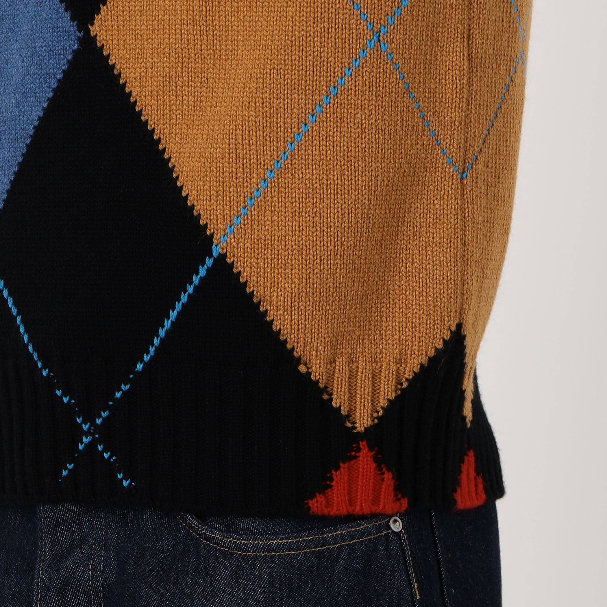 LOEWE カシミヤ アーガイル クルーネックプルオーバーニット