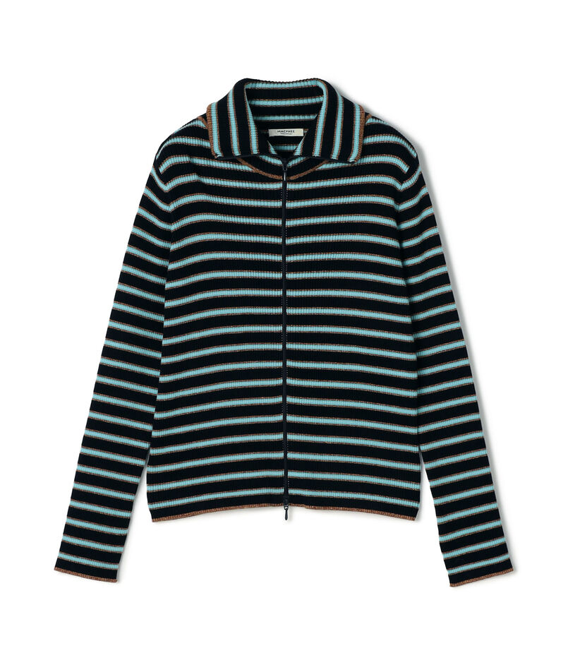 コットンリブ ジップアップカーディガン