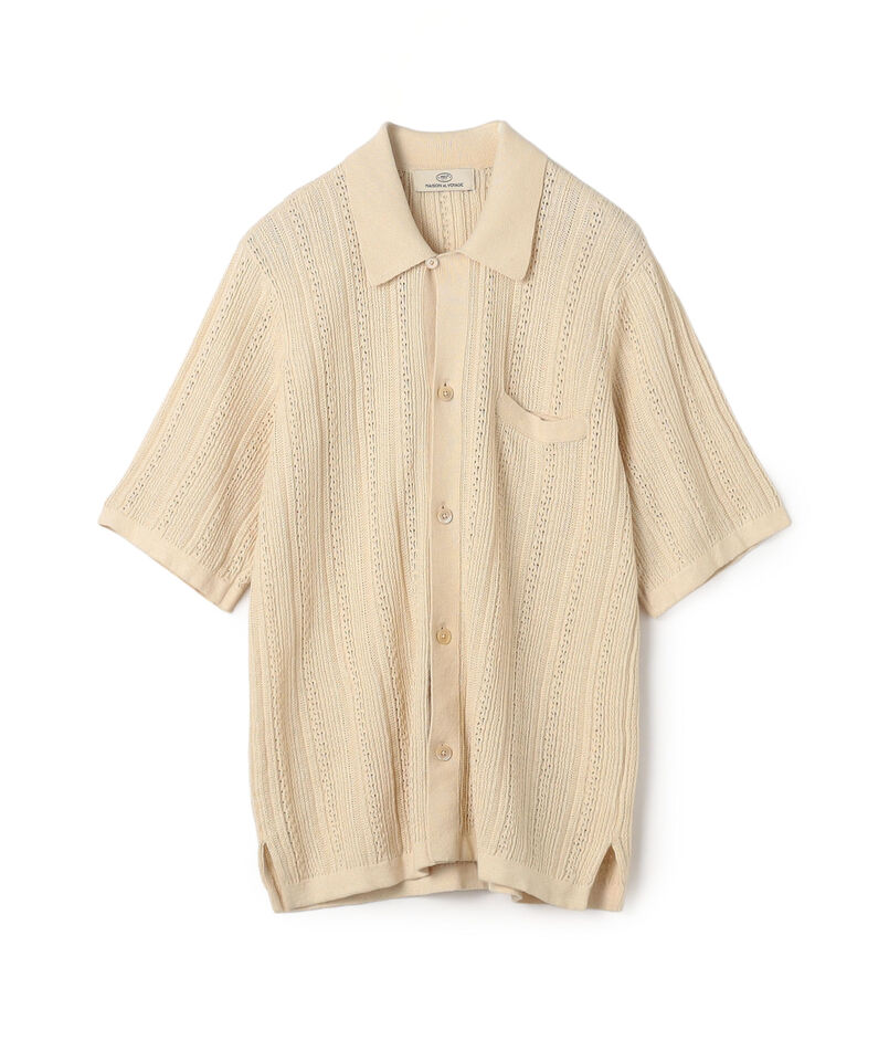リネンコットンメッシュ ニットシャツ