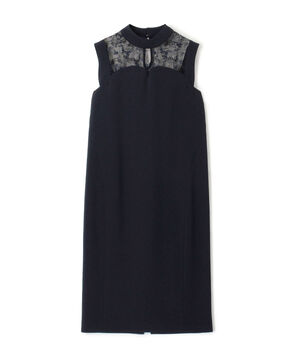 Mame Kurogouchi Acetate Polyester Floral Lace-Collar Sleeveless Dress