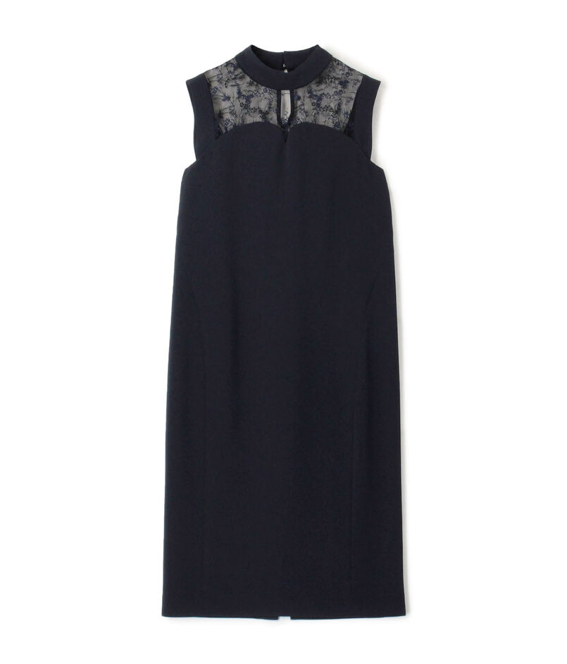 Mame Kurogouchi Acetate Polyester Floral Lace-Collar Sleeveless Dress