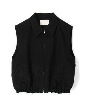 フラワーメッシュエンブロイダリー ジップアップジレ