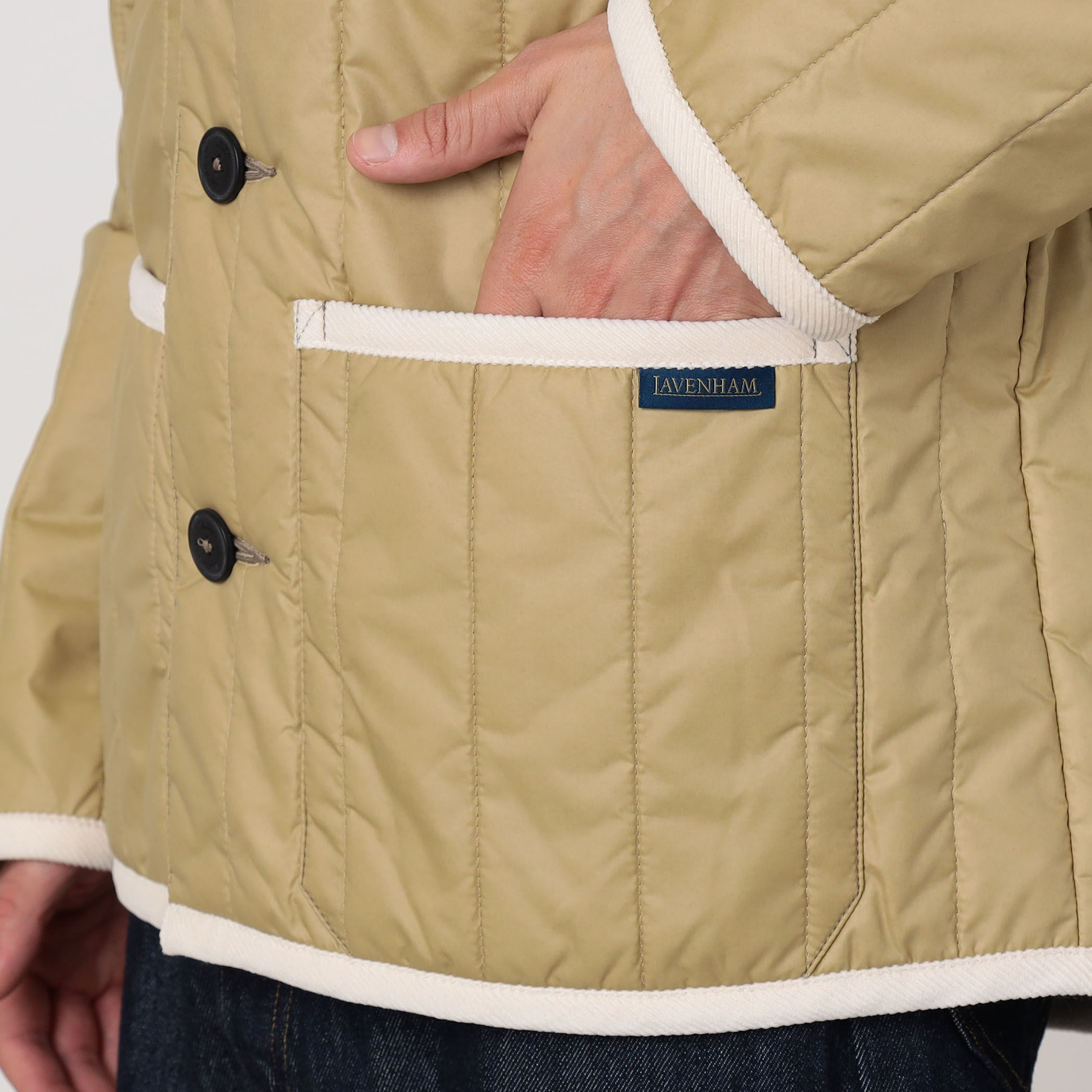 LAVENHAM STUDIO JACKET ピグメントダイ バーティカルキルティング
