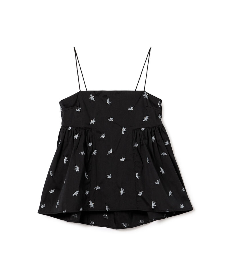 【別注】ne Quittez pas BLACK Camisole Embroidery トップス