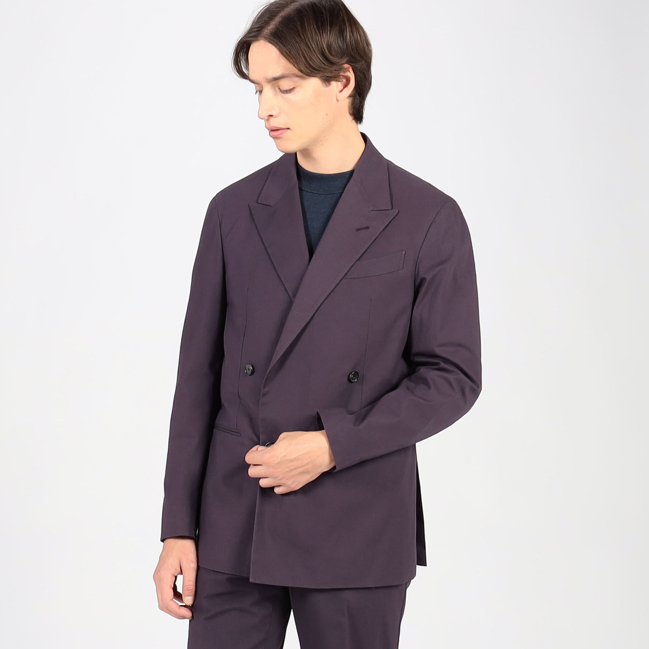 CARUSO BUTTERFLY コットンポリウレタン ダブルブレステッド4Bスーツ