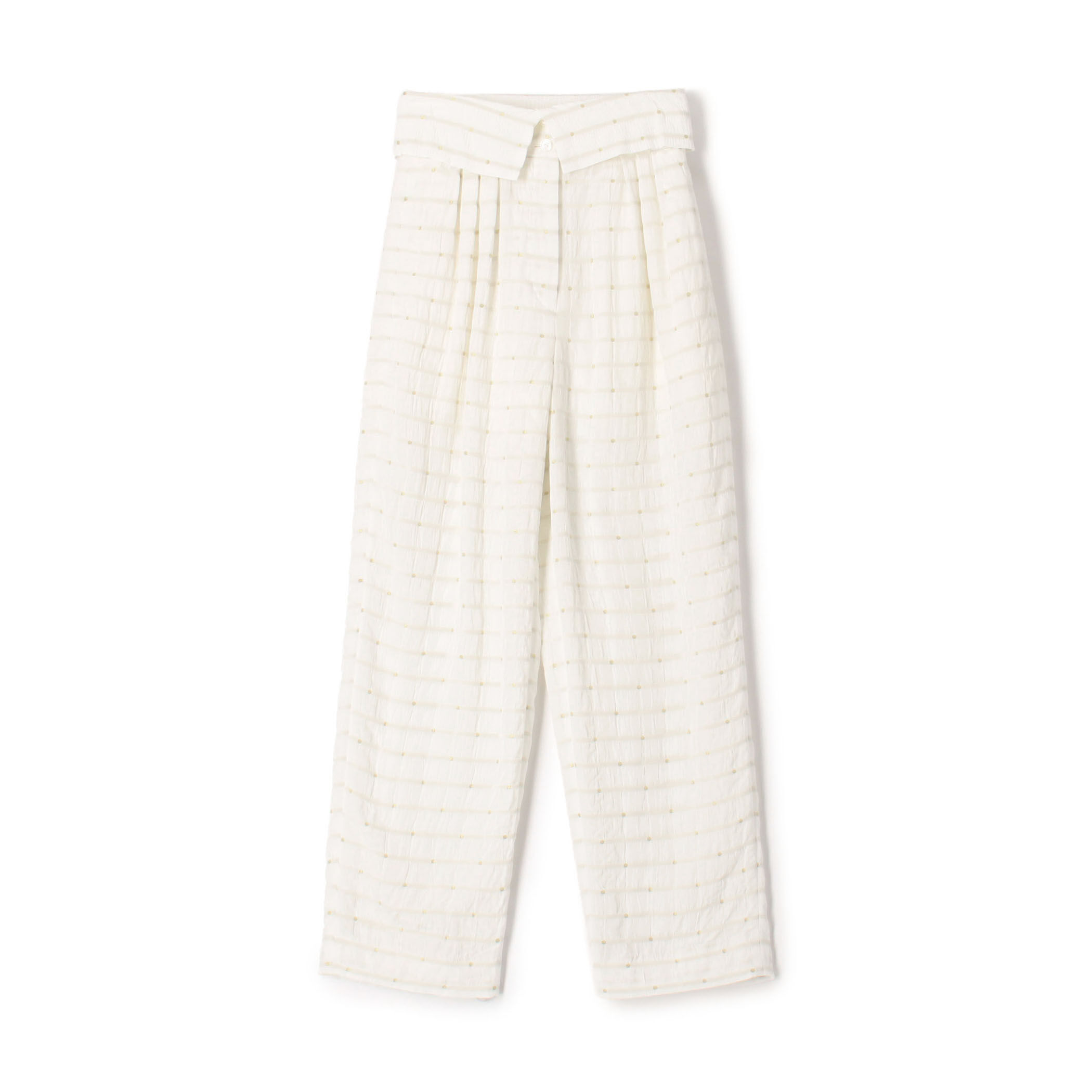 dosa ドーサ トラベルパンツ　生成　travel pants 白　2 ドットジャカード ウエストベルトパンツ｜トゥモローランド 公式サイト
