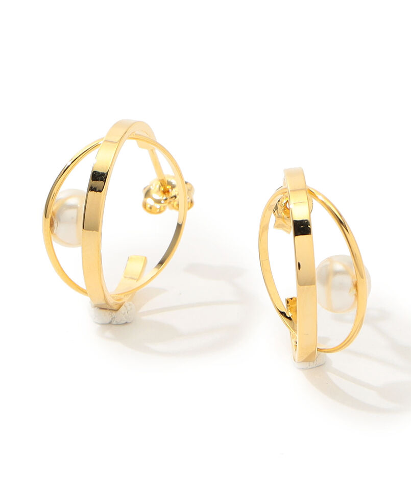 【別注】januka ダブルフープ パールピアス
