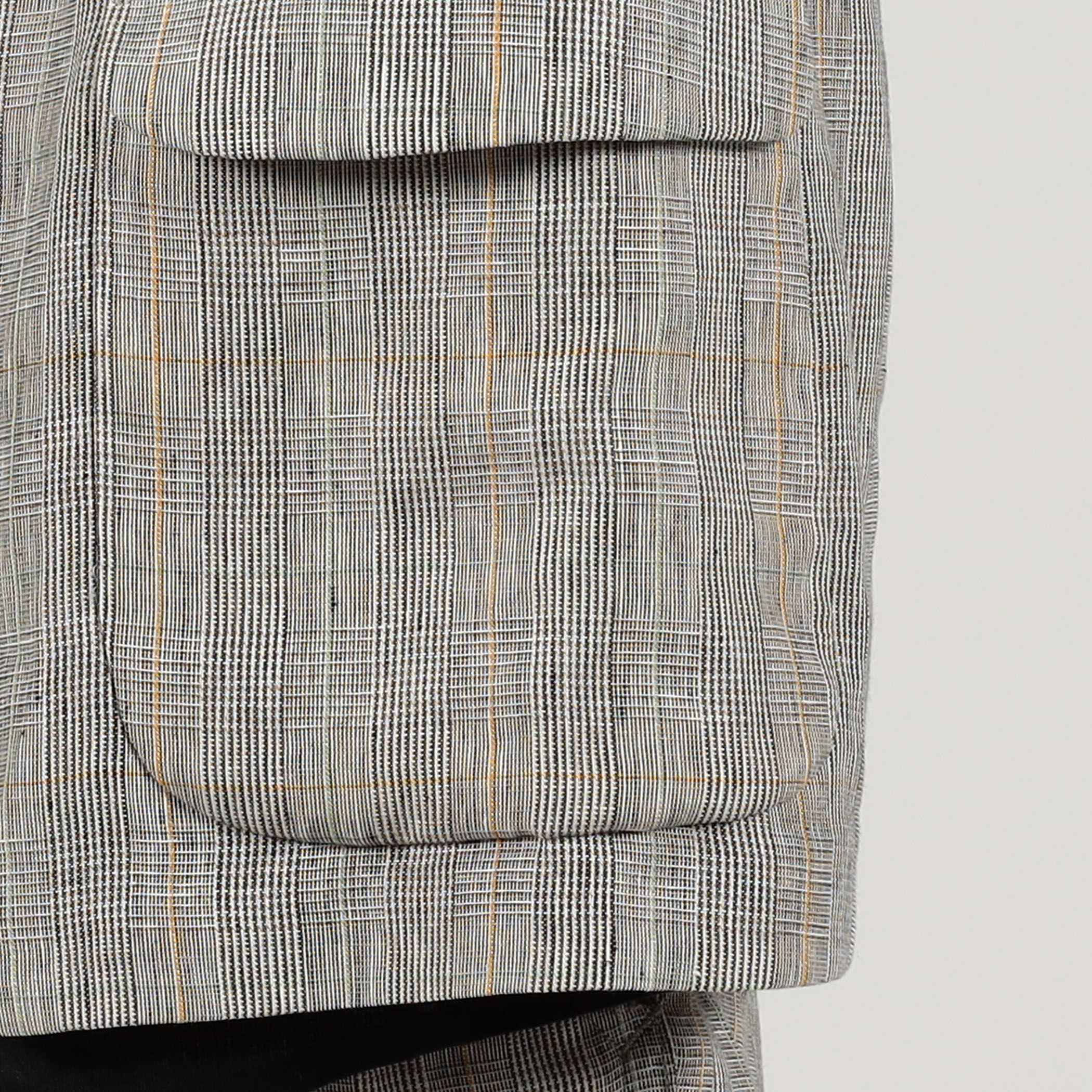 リネン グレンチェック シングルブレステッド 3Bジャケット