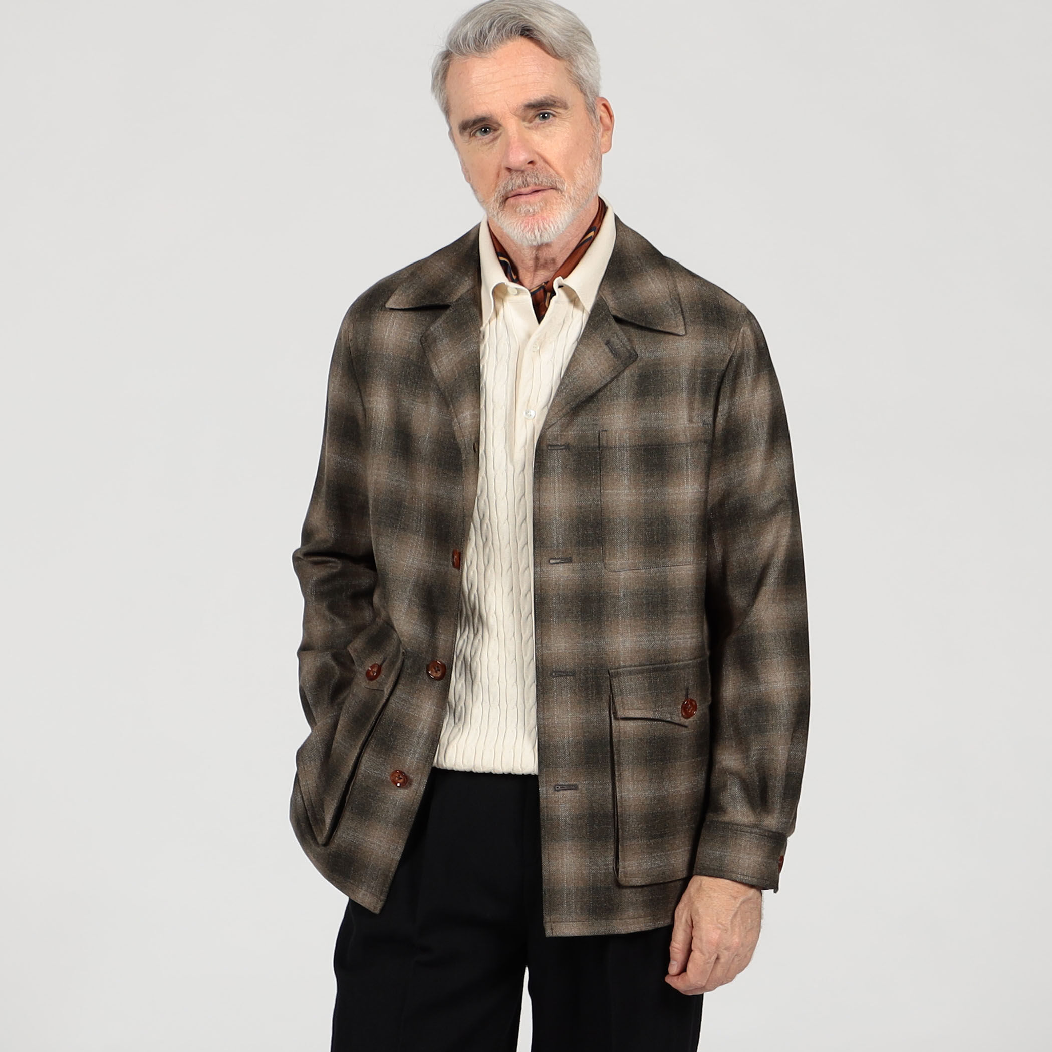 ウールカシミヤシルク ダブルポケット シャツジャケット SILKAIR LORO