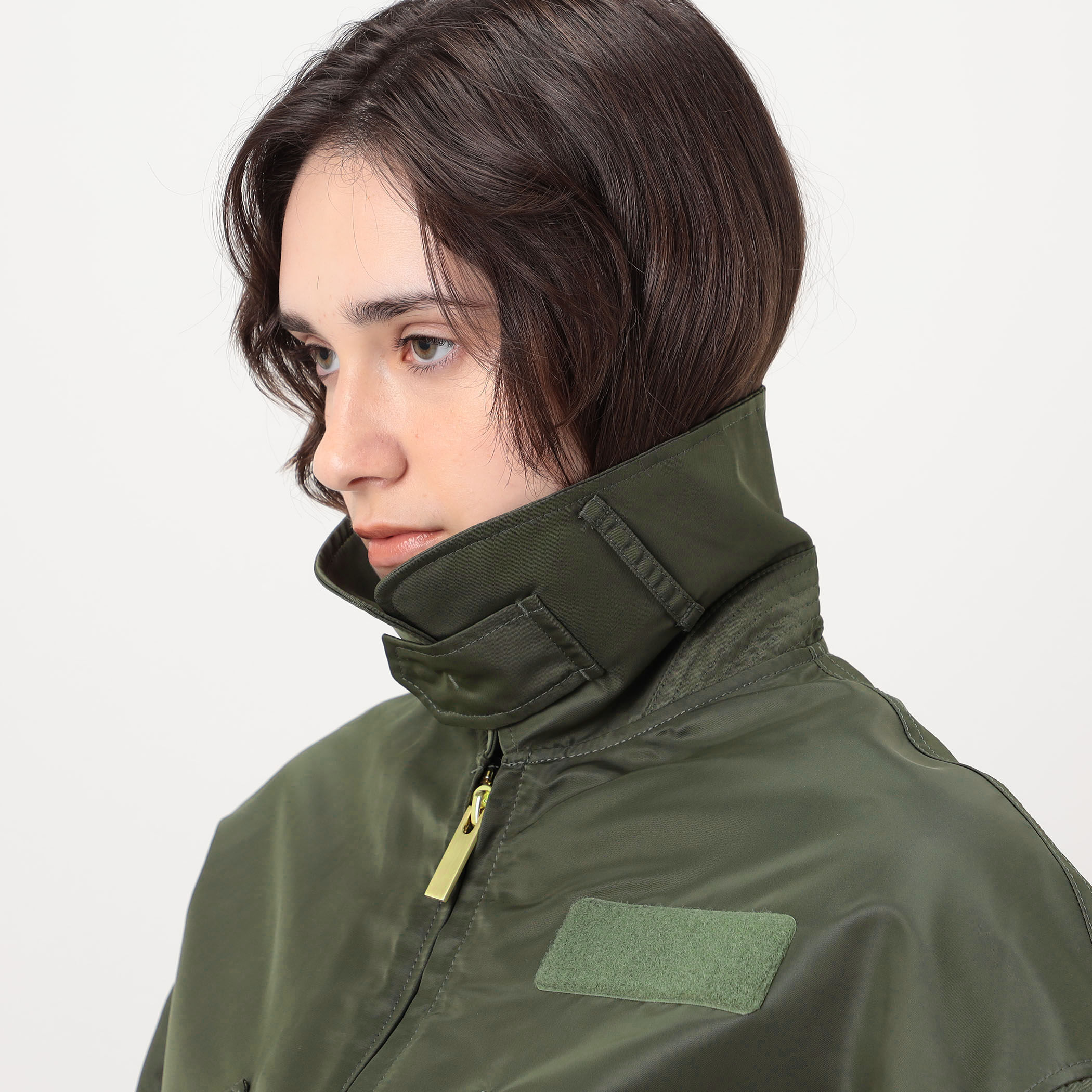 Mame Kurogouchi Nylon Twill 3D Embroidery Flight Jacket フライト