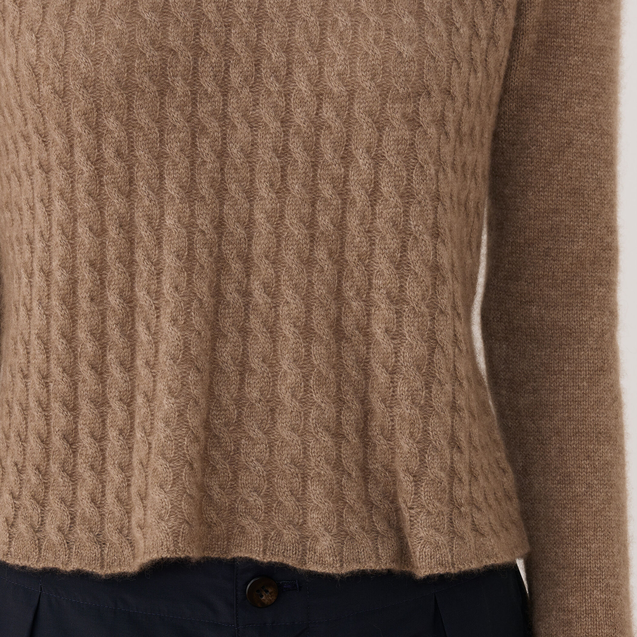 モンゴルカシミヤケーブル クルーネックプルオーバー