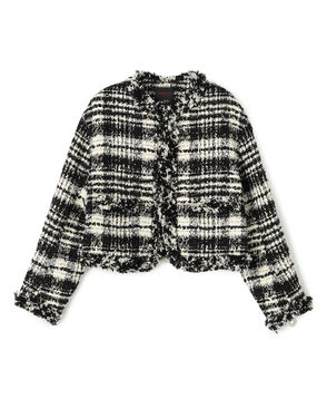 オーロラグレンチェック ノーカラージャケット