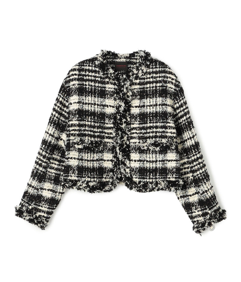 オーロラグレンチェック ノーカラージャケット