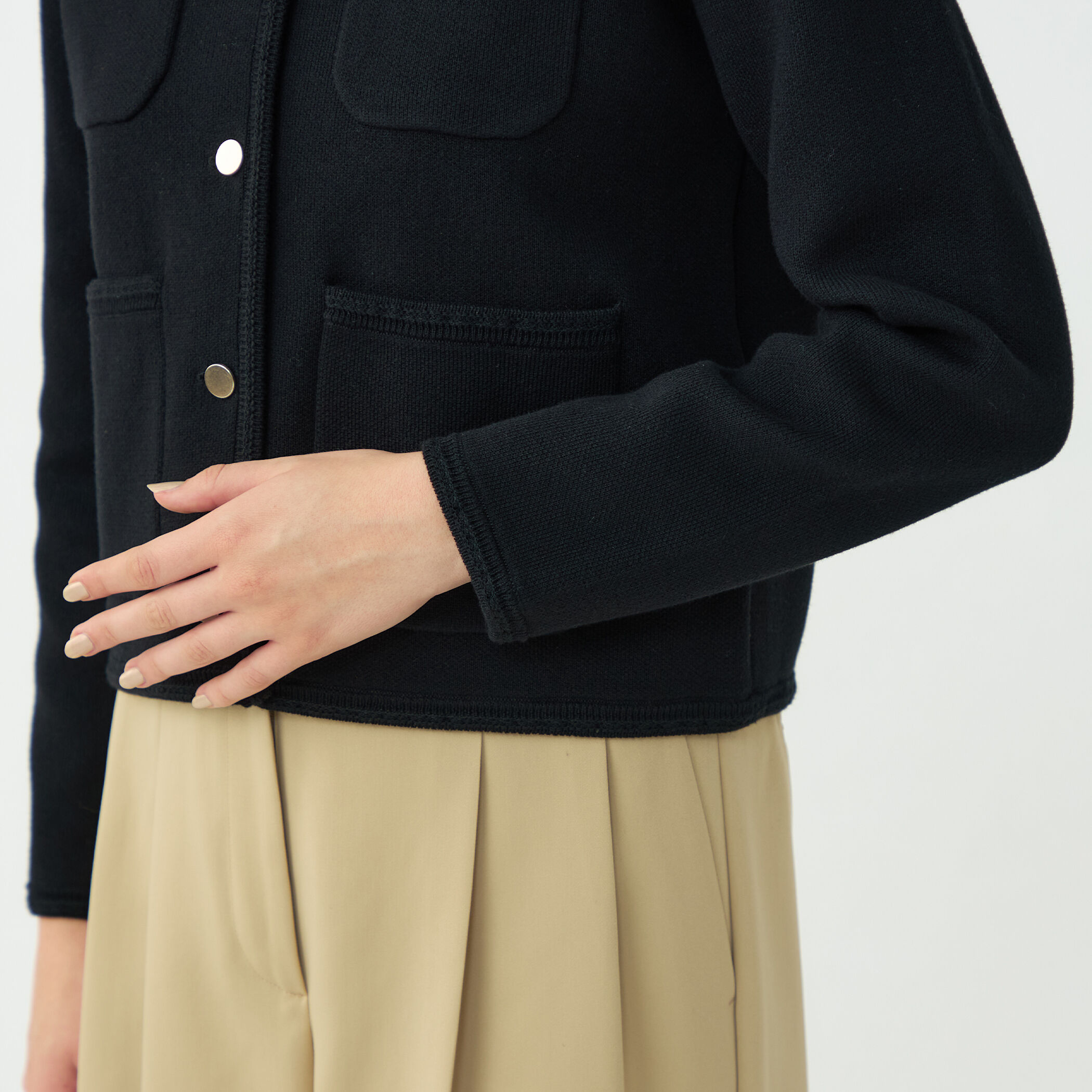 コットンポリエステルダブルフェイス 4ポケットカーディガン