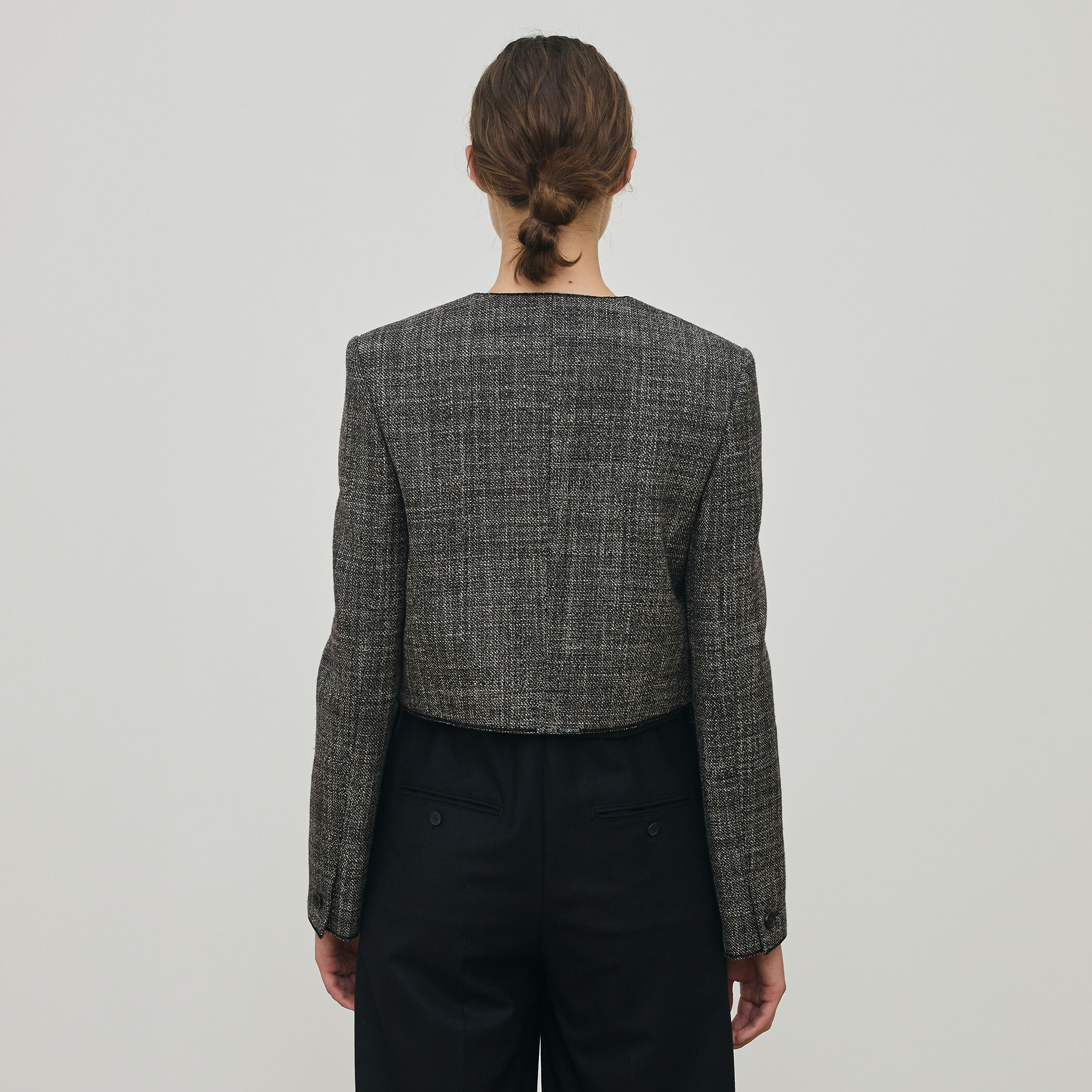 ウールリネンツイード クロップドジャケット｜トゥモローランド 公式通販
