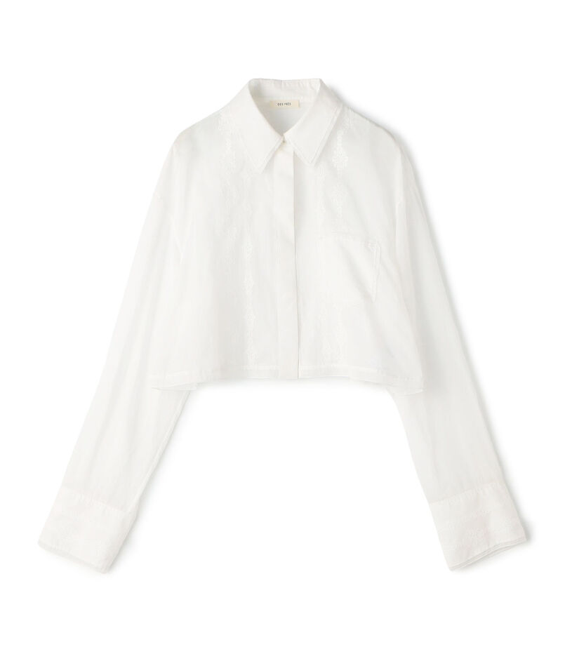 チェーンレースエンブロイダリー クロップドシャツ