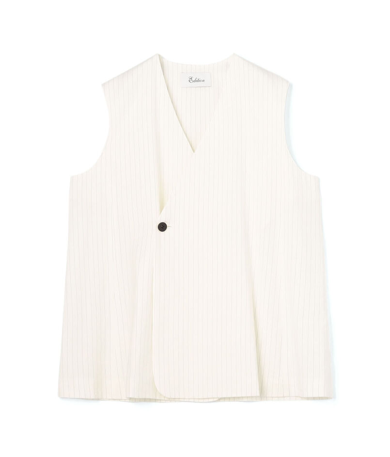 ■リネンストレッチ Vネックジレ