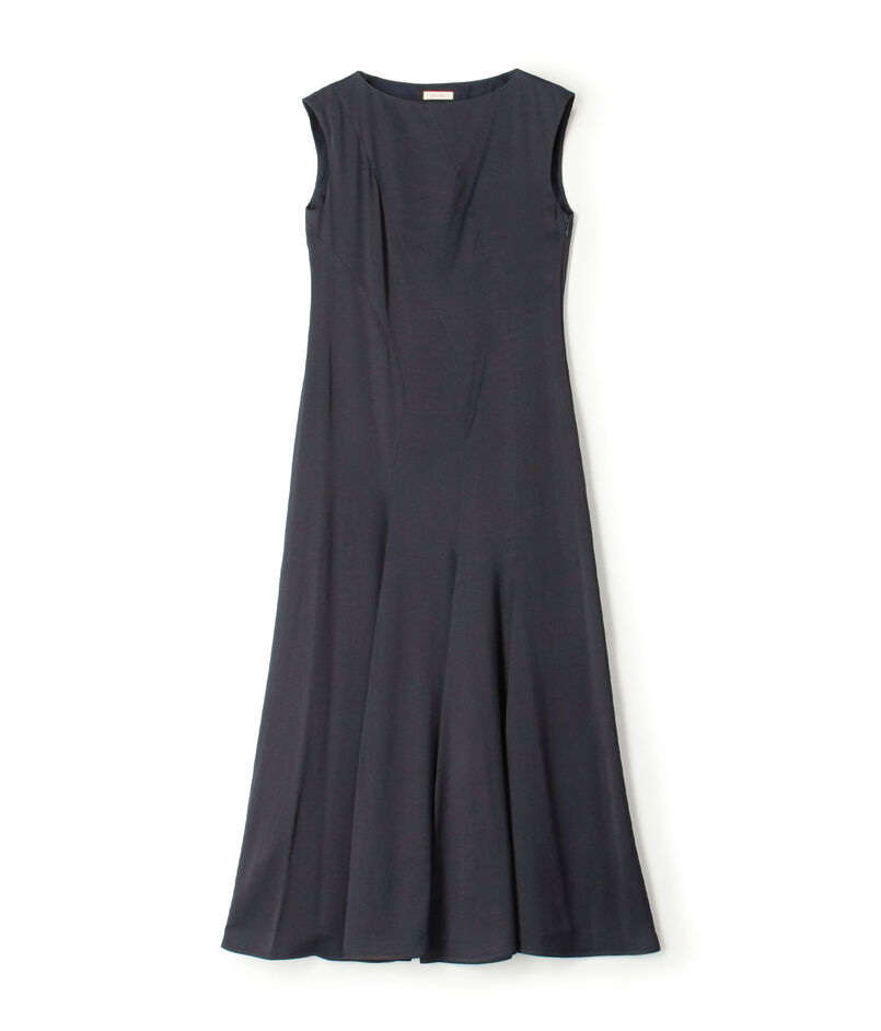 グロッシーサテン シームフレアワンピース