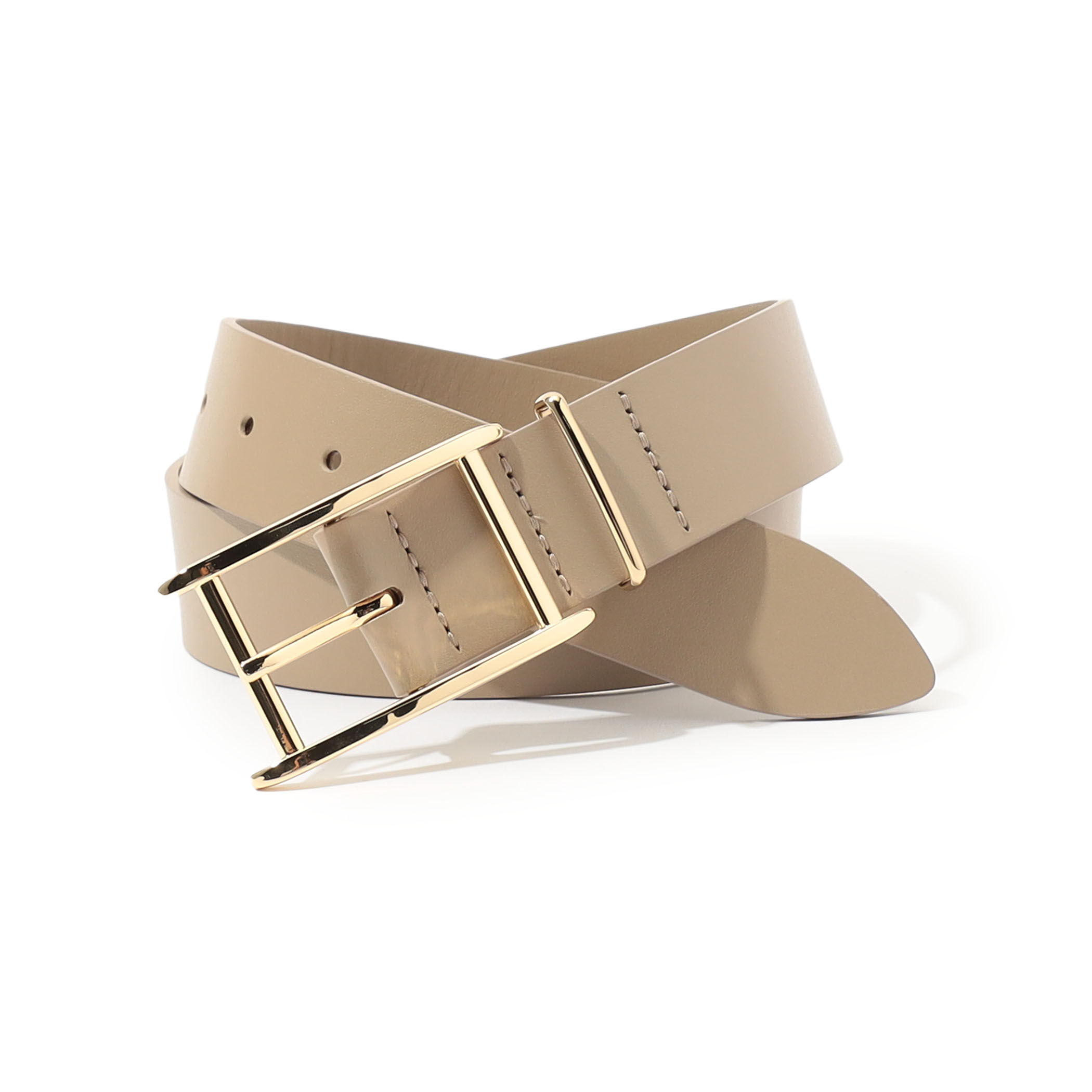 LEFIJE ビッグ バックル ベルト　ベージュ イタリア製 ☆美品☆ LEFIJE ビッグ バックル ベルト ベージュ イタリア製