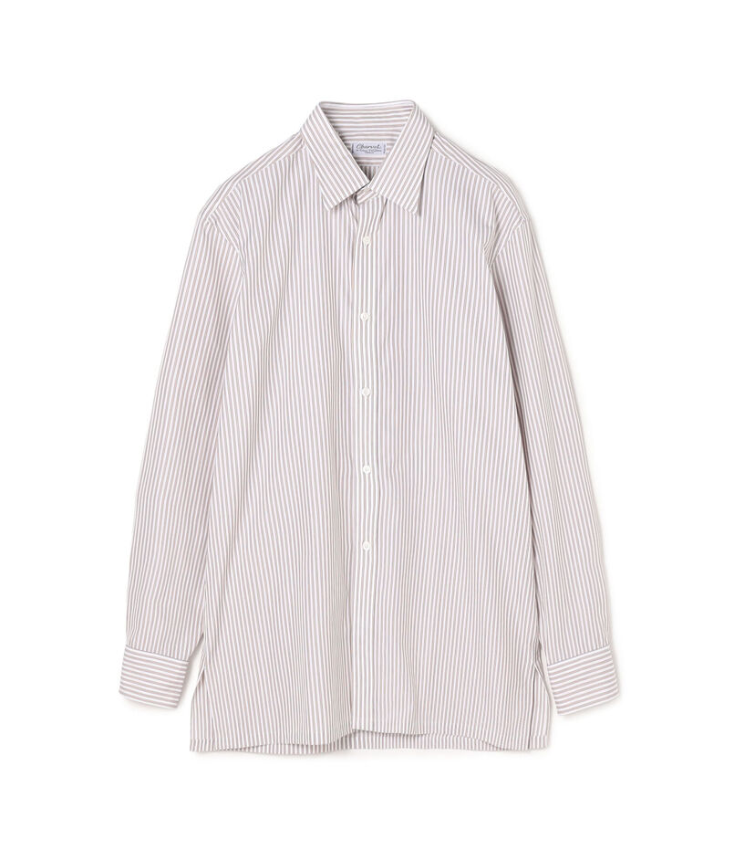 Charvet コットン ストライプ セミワイドカラーシャツ