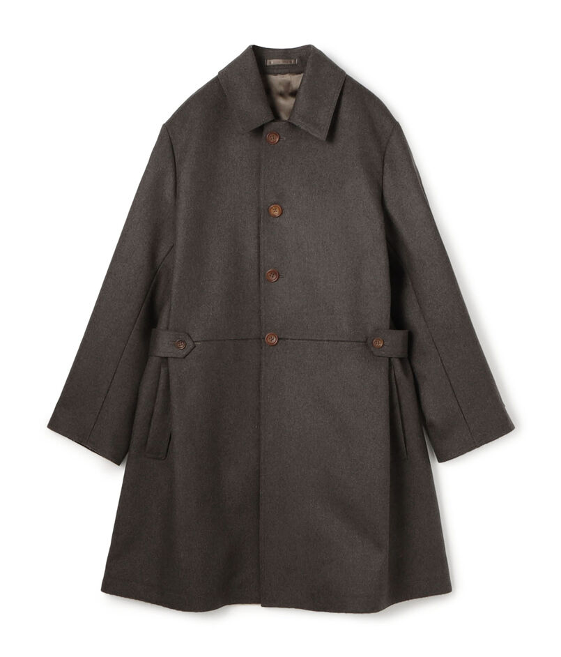 ウールカシミヤ メルトン ベルテッド ステンカラーコート  