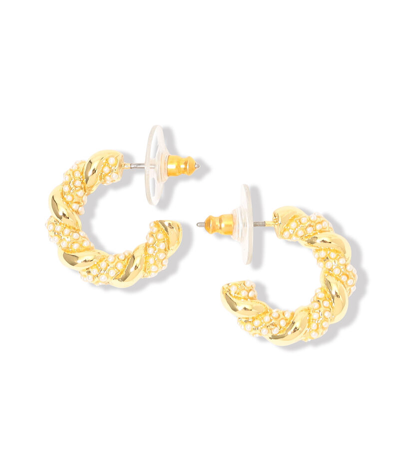 Kenneth Jay Lane Pearl Pave Hoops ピアス