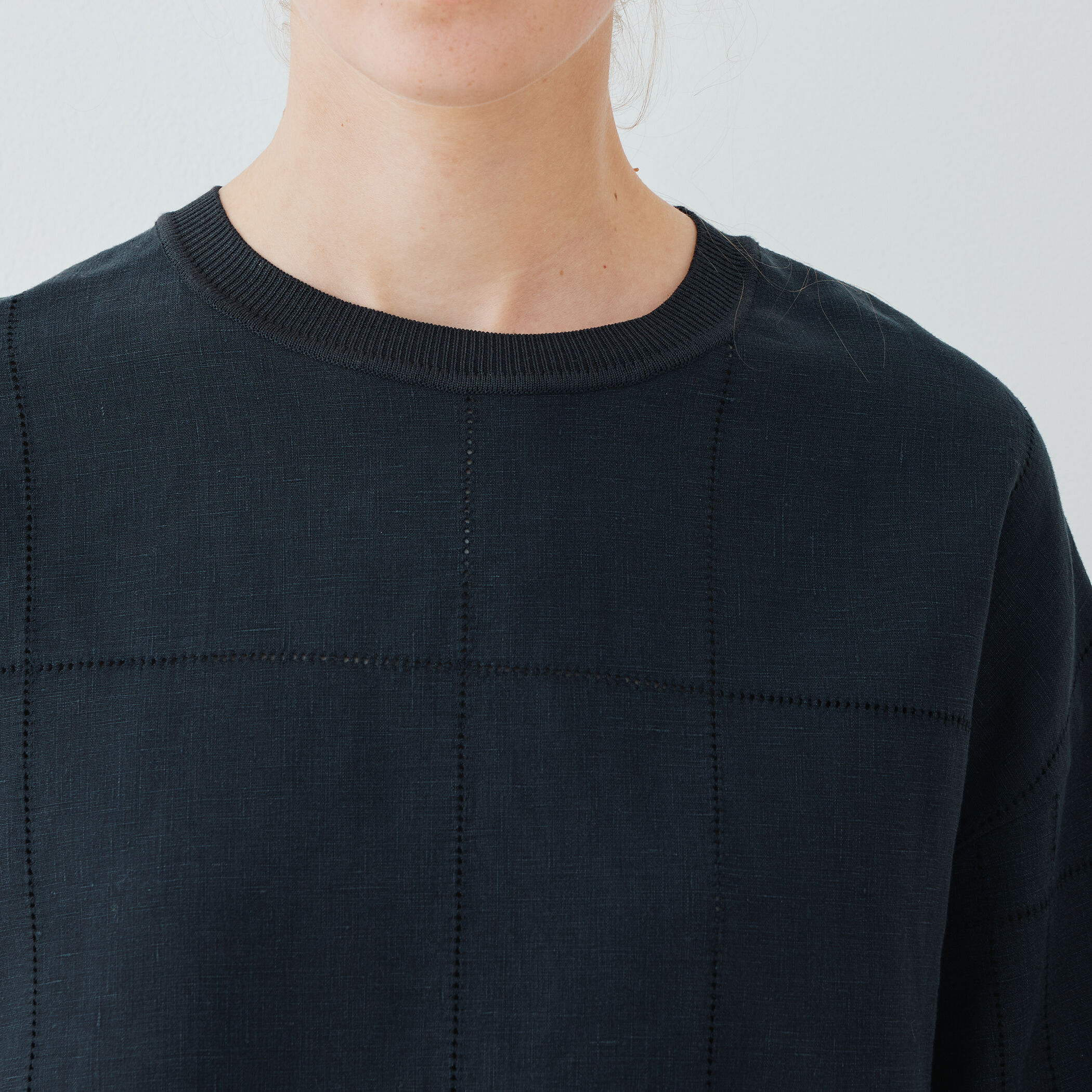 美品 GALERIE VIE 25SS リブコンビフレンチリネン ワイドシャツ リブコンビフレンチリネン ワイドシャツ | GALERIE VIE (Women
