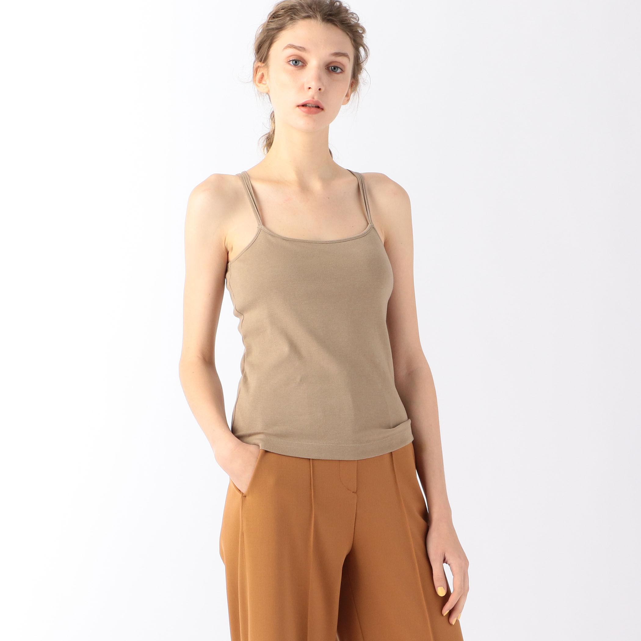 コットンフライス ダブルストラップキャミソール｜トゥモローランド