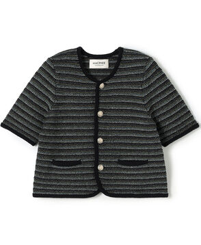 ジャカードボーダー ハーフスリーブジャケット