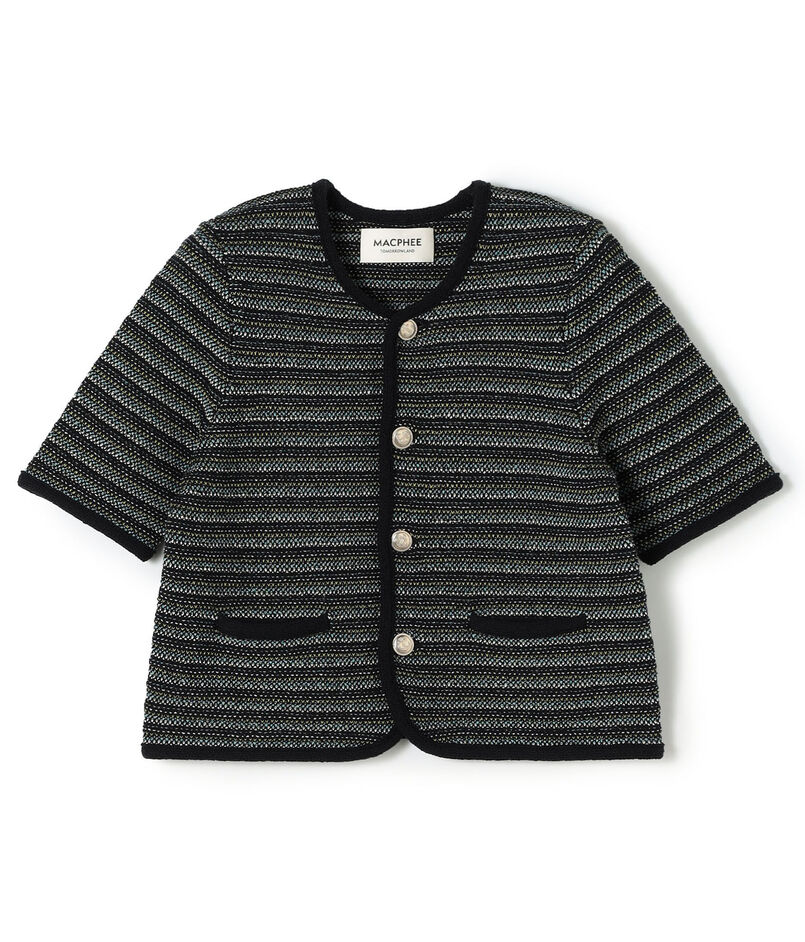 ジャカードボーダー ハーフスリーブジャケット