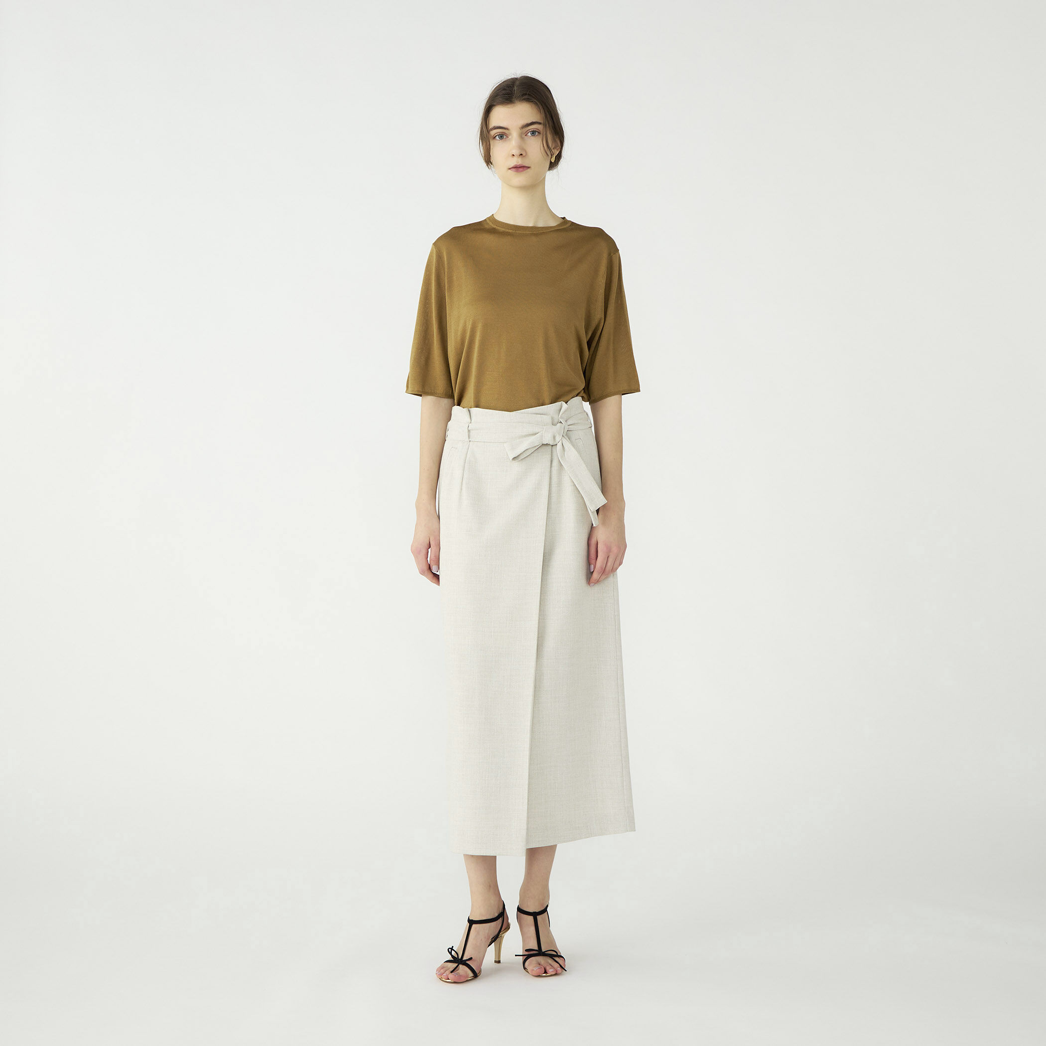 WEB先行予約】ミックススラブストレッチ マキシラップスカート