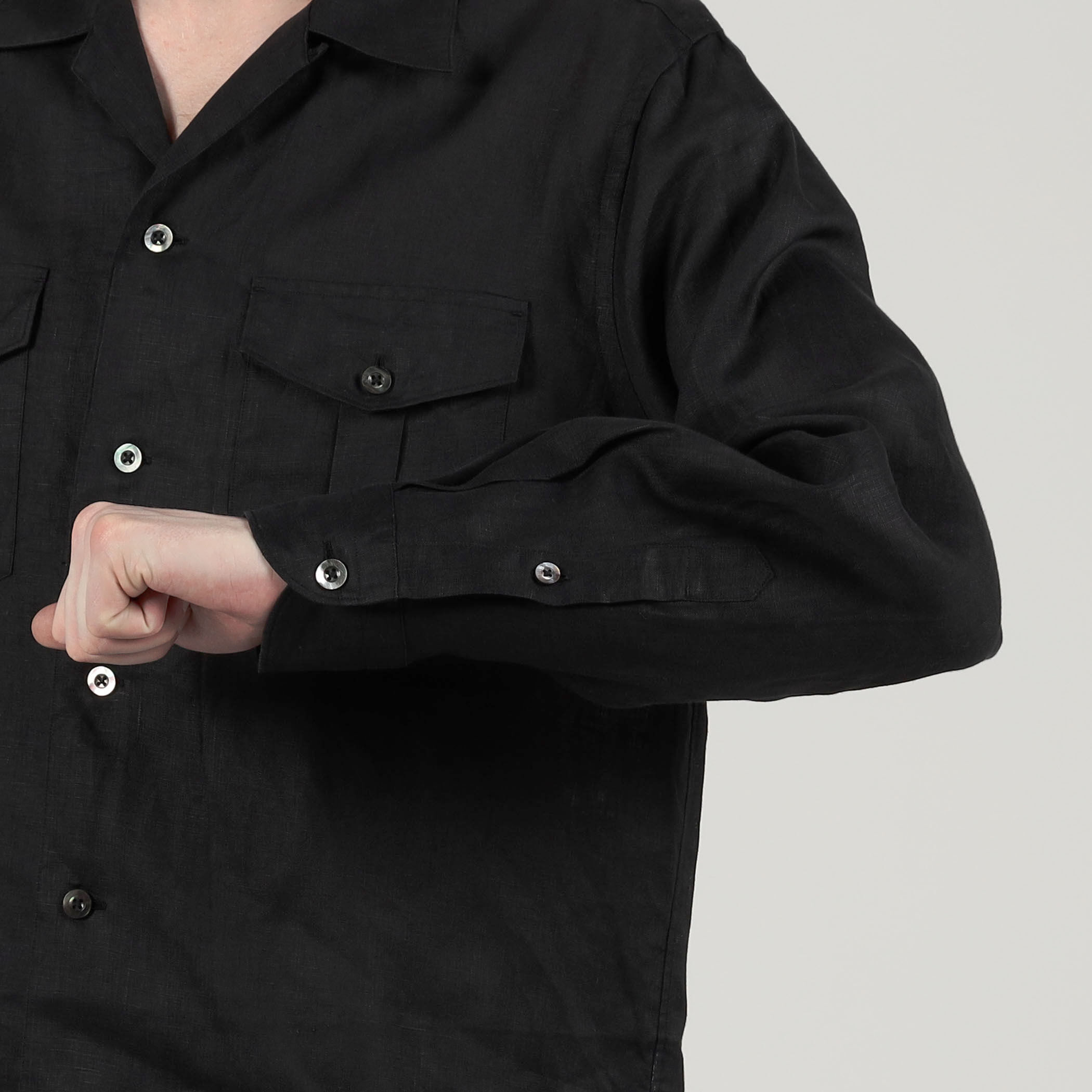 アイリッシュリネン ダブルポケット ロングスリーブシャツ