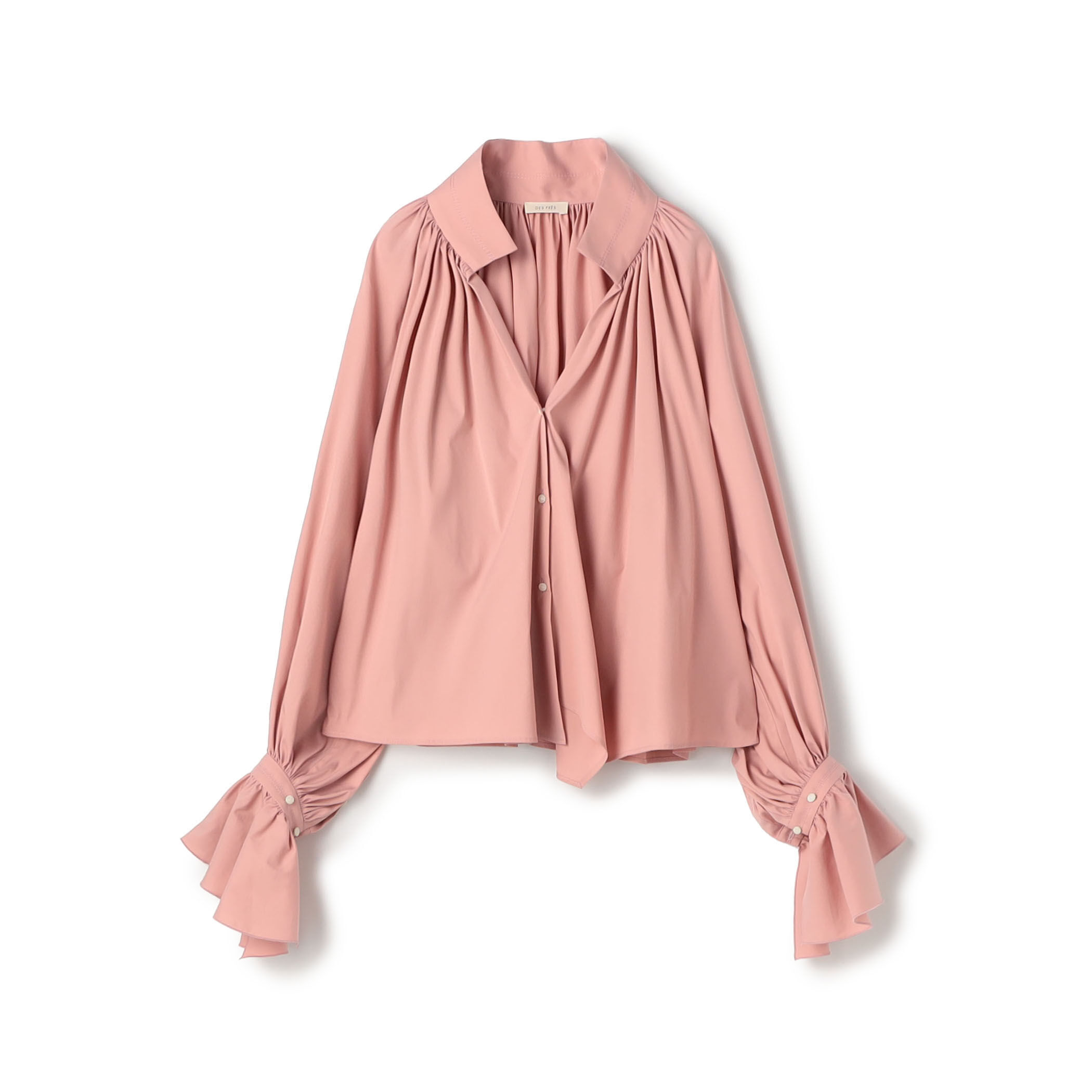 WEB先行予約】コットンストレッチポプリン ハイネックギャザーブラウス