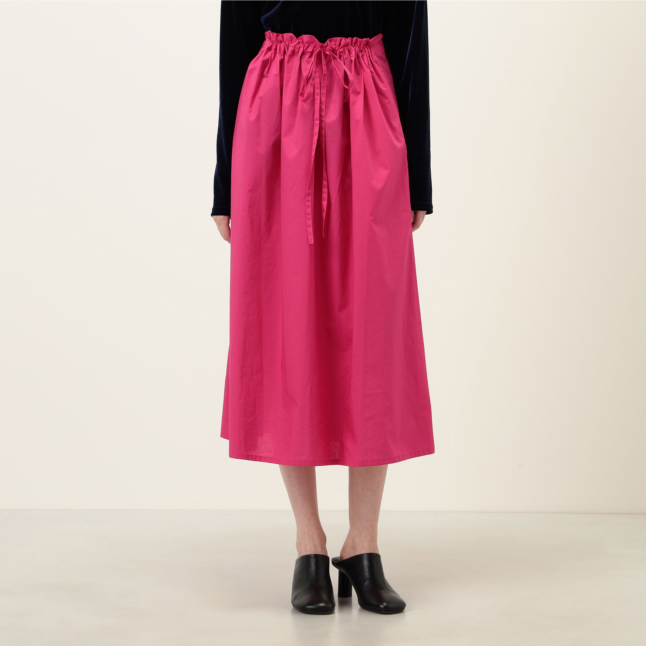 Atlantique Ascoli MAXI JUPE COULISSE コットン ミディスカート