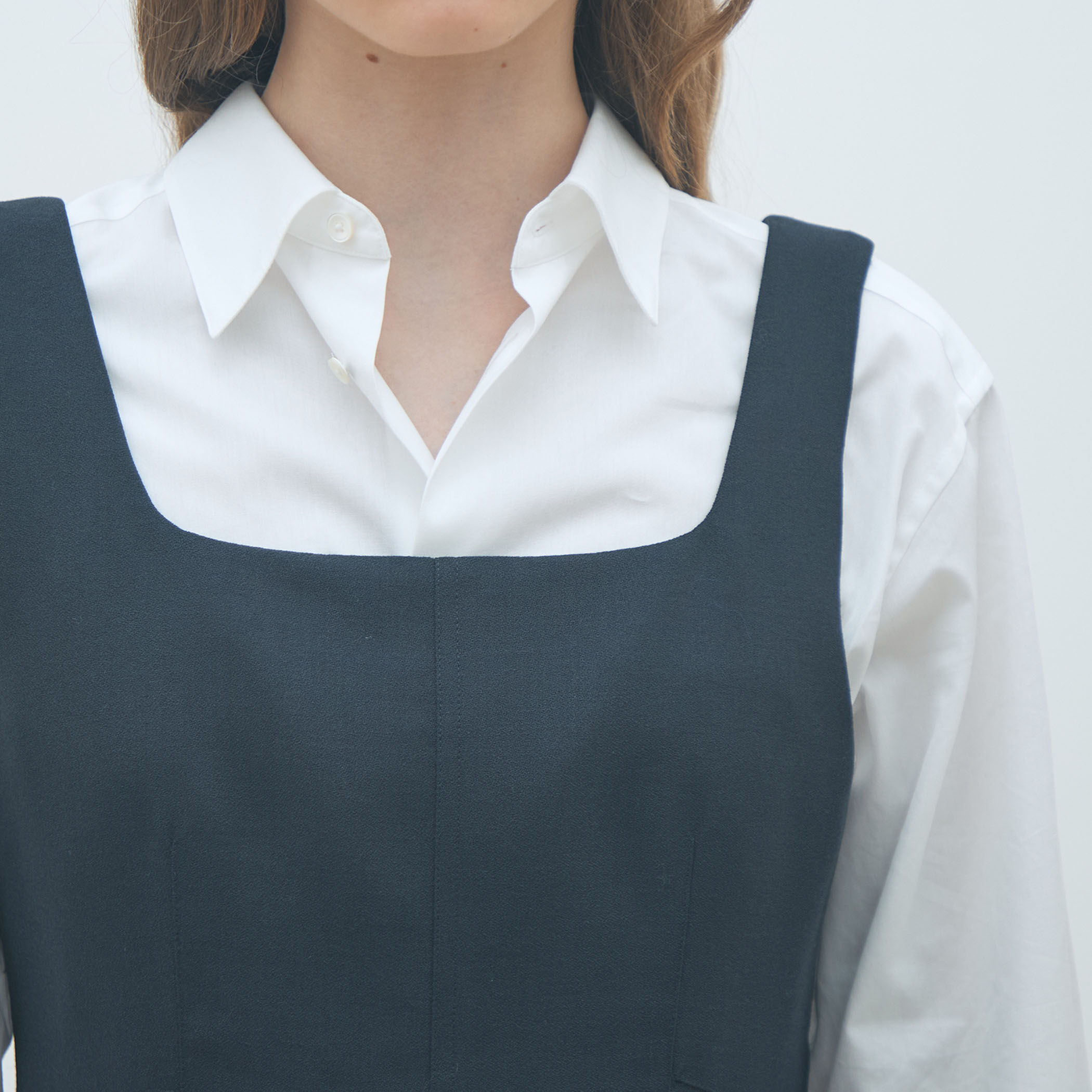 ウールブレンドジョーゼット Iラインワンピース｜トゥモローランド