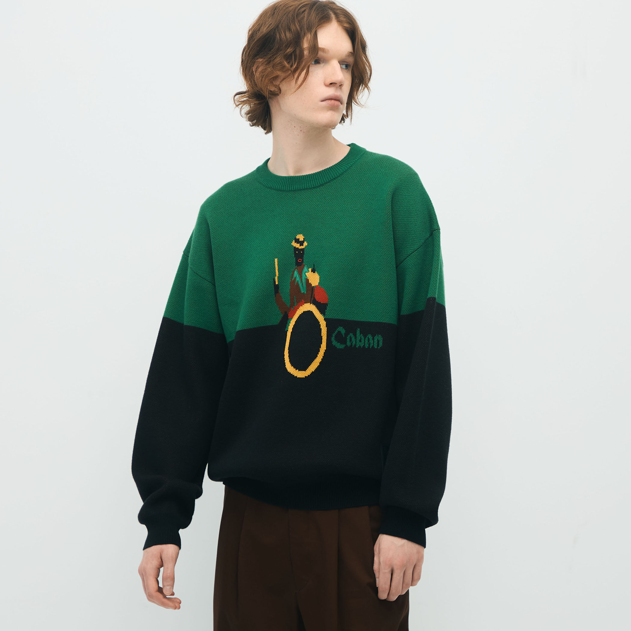 CABaN コットンカシミヤジャカード JAZZ DRUM クルーネックプル