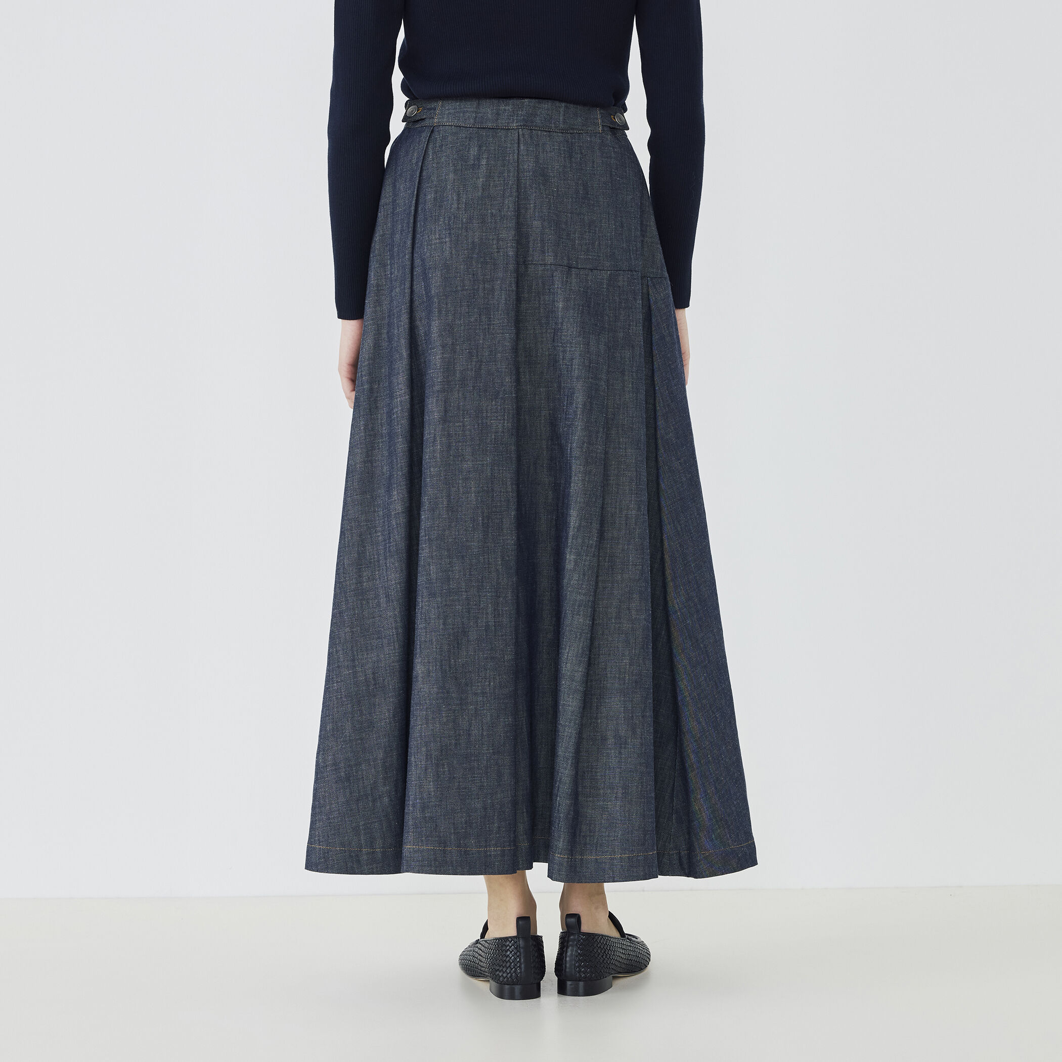 WEB先行予約】ステイブルーデニム タックドレープスカート