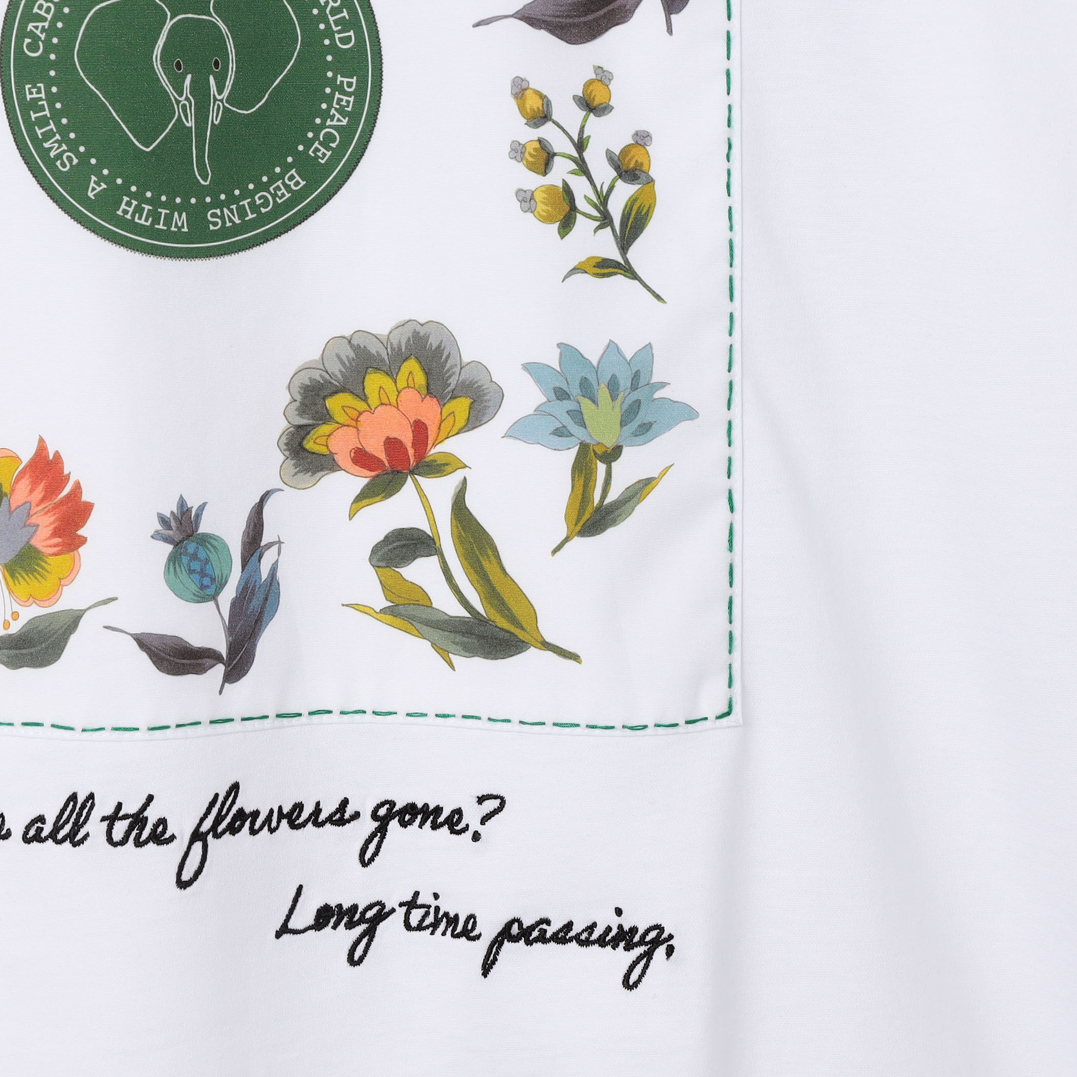 CABaN スビンコットン フラワーサークルプリントTシャツ