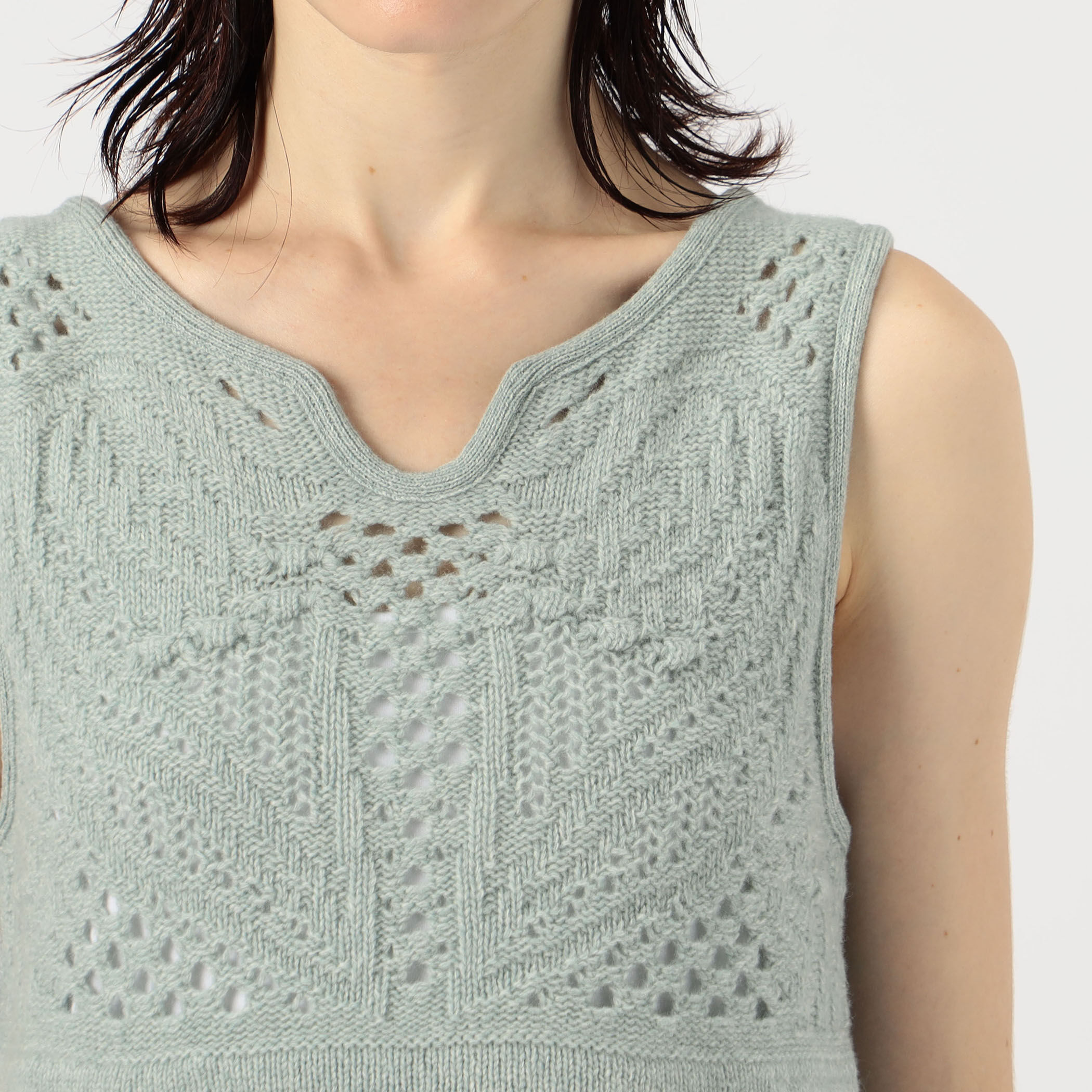 Mame Kurogouchi Multi Pattern Low Gauge Knitted Sleeveless Top