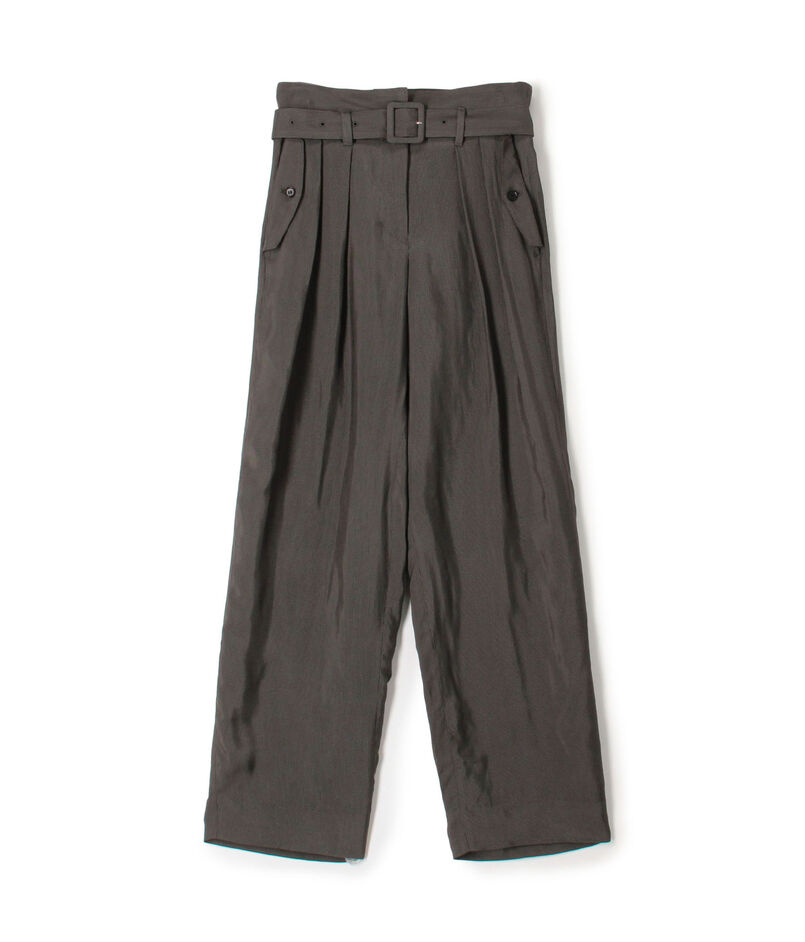 レーヨンハウンドトゥース ベルテッド2タックパンツ