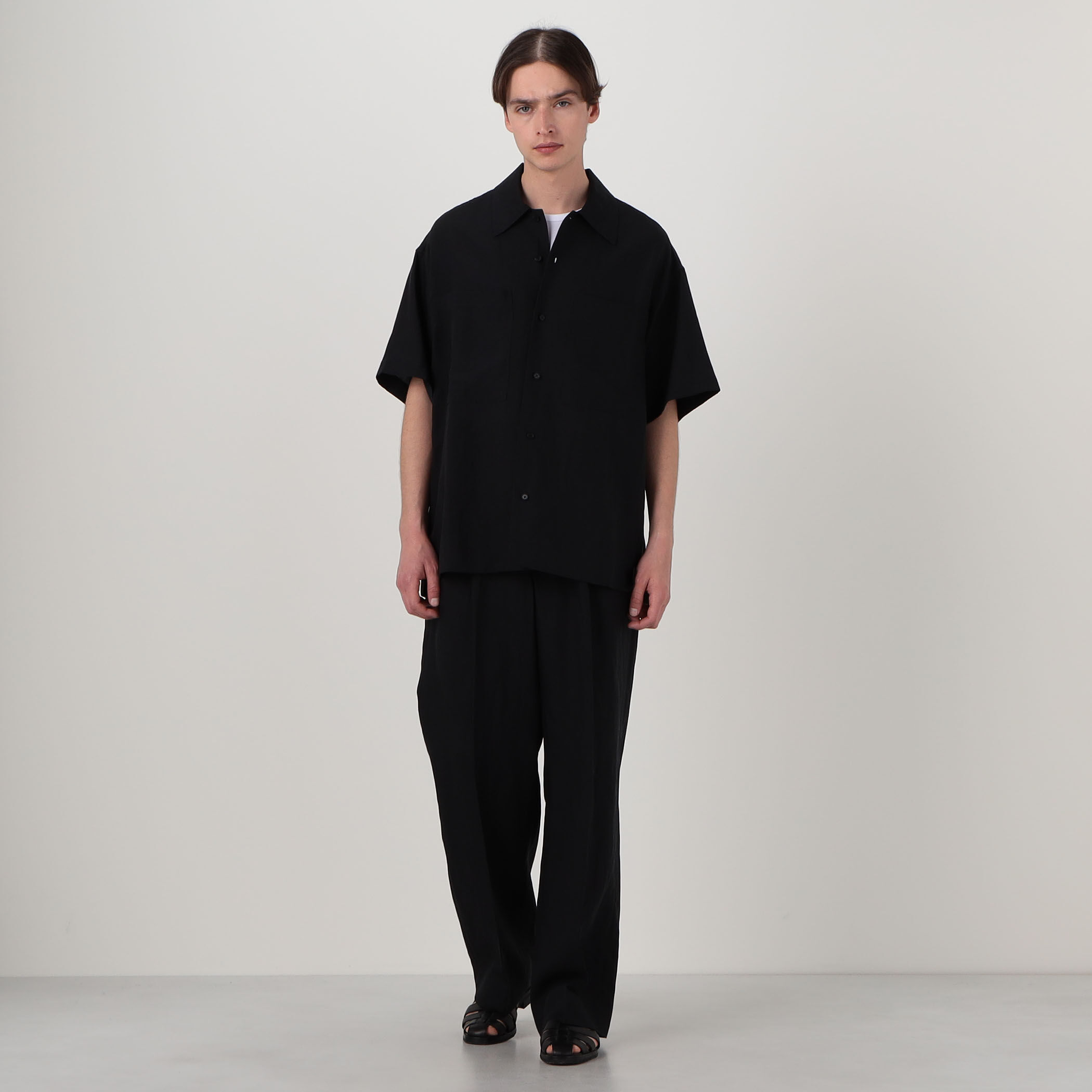 セルロースリネン ダブルポケット ハーフスリーブシャツ